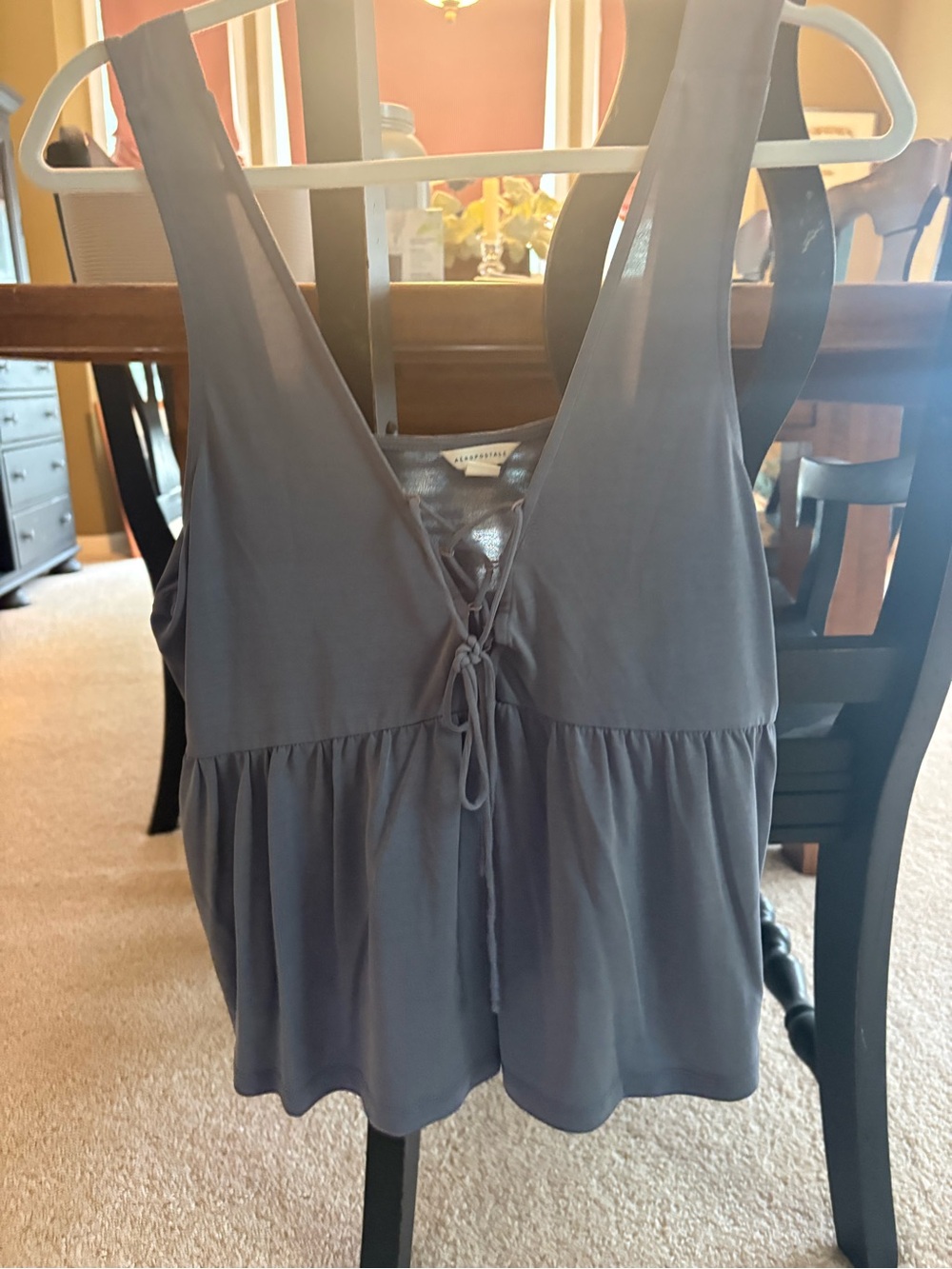 Sleeveless Tie-Front Peplum Top - Gray